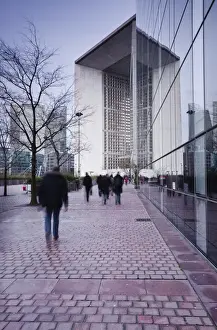Commuters Prints: Commuters leaving work in the La Defense area with La Grande Arche in the background
