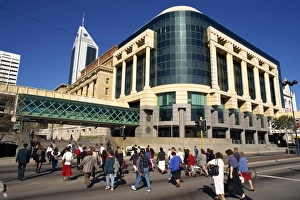 Commuters walking through Forrest Place in Perth, Western Australia, Australia, Pacific