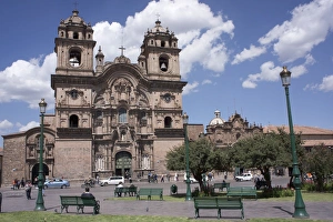 Colonialism Prints: Company of Jesus Church, Plaza de Armas, Cuzco, Peru, South America