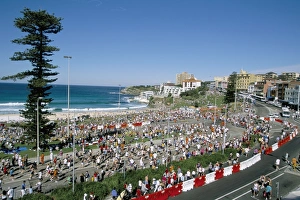 Competitors in the annual City to Surf race at the finish in Bondi, Sydney