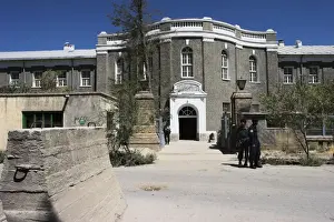 Kabul Prints: Concrete barricade to stop suicide bombers outside Kabul Museum, Kabul, Afghanistan, Asia