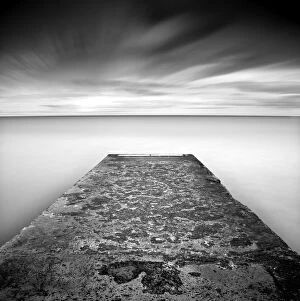 Images Dated 10th October 2008: Concrete jetty on Blyth Beach, Northumberland, England, United Kingdom, Europe