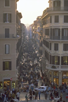 Spanish Steps Prints: Via Condotti from the Spanish Steps