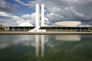 Congresso Nacional (National Congress) designed by Oscar Niemeyer, Brasilia, UNESCO World Heritage Site, Brazil, South America
