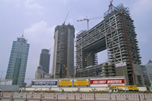 Pu Dong Prints: Construction site in the Pudong New Area, a massive east bank development