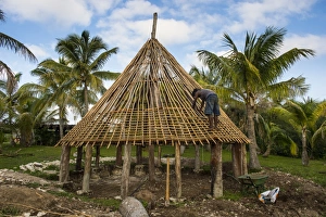 Expertise Prints: Construction of a traditional house, Ouvea, Loyalty Islands, New Caledonia, Pacific