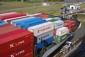 Freight Prints: Container ship in Miraflores Locks, Panama Canal, Panama, Central America
