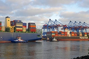 Stacked Prints: Container terminal Altenwerder, Hamburg, Germany, Europe