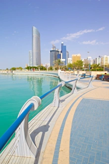 Curved Prints: Contemporary architecture along the Corniche, Abu Dhabi, United Arab Emirates, Middle East