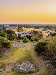 Izamal Prints: Convent of San Antonio de Padua at dusk, elevated view, Izamal, Yucatan State, Mexico