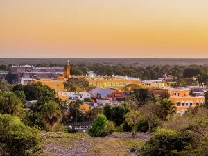 Convent Prints: Convent of San Antonio de Padua at dusk, elevated view, Izamal, Yucatan State, Mexico