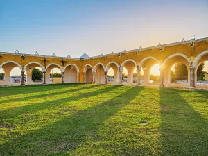 Colonial Prints: Convent of San Antonio de Padua at sunset, Izamal, Yucatan State, Mexico