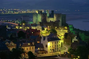 Aerials Prints: Conwy Castle, UNESCO World Heritage Site, Gwynedd, Wales, United Kingdom, Europe