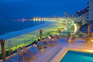 Chairs Prints: Copacabana Beach at dusk, Rio de Janeiro, Brazil, South America