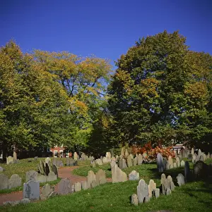 Graveyards Prints: Copps Hill Burying Ground, including graves from the 17th century of prominent Bostonians