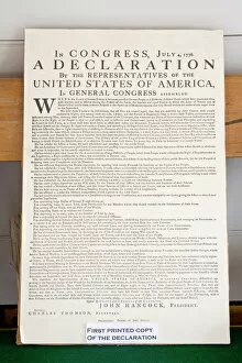 Copy of The Declaration of Independence in Free Quarker Meeting House, Independence National Historical Park