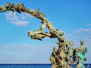 Quintana Prints: Coral Reefs Monument at the waterfront of San Miguel de Cozumel