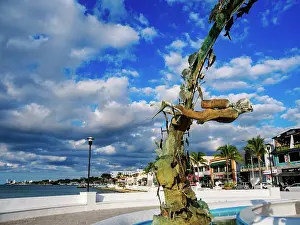 Cozumel Prints: Coral Reefs Monument at the waterfront of San Miguel de Cozumel
