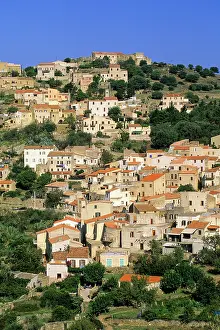 Corsica Prints: Corbara, village of Balagne region, Upper Corsica, Northern Corsica, France, Europe