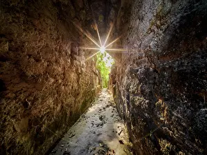Walkway Prints: Corbelled arch passageway at sunset