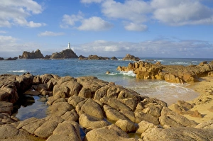 St Ouen Prints: Corbiere lighthouse, St. Ouens, Jersey, Channel Islands, United Kingdom, Europe