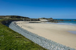 Corblets Bay with Chateau A L Etoc (Chateau Le Toc), Alderney, Channel Islands, United Kingdom