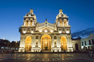 Cordoba Cathedral at night, Cordoba, Argentina, South America