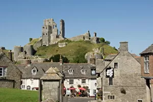 Images Dated 10th September 2009: Corfe village and castle, Dorset, England, United Kingdom, Europe