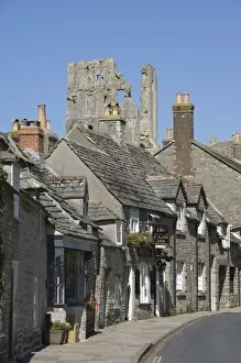 Images Dated 10th September 2009: Corfe village and castle, Dorset, England, United Kingdom, Europe