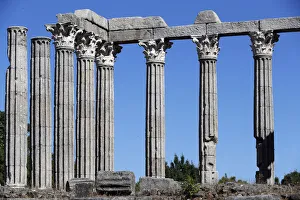 Alentejo Prints: Corinthian columns of Roman Temple of Diana, Evora, UNESCO World Heritage Site, Alentejo