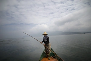 Row Boat Prints: Cormorant fisherman, Erhai Lake, Dali, Yunnan, China, Asia