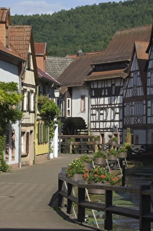The Corn Mill Lane and mill wheel, Wassergasse, Annweiler am Trifels, Rhineland Palatinate, Germany, Europe