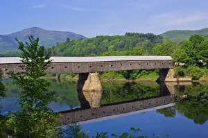 Cornish Windsor covered bridge spans the Connecticut River between Vermont
