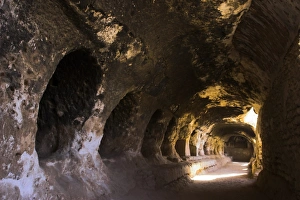 Corridor off which monks living quarters were carved in cave 2, Takht-I-Rusam