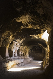 Hall Way Prints: Corridor off which monks living quarters were carved in cave 2, Takht-I-Rusam
