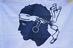 Ajaccio Prints: Detail of a Corsican flag, Ajaccio, island of Corsica, France, Europe
