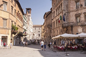 Perugia Prints: Corso Pietro Vannucci in Perugia, Umbria, Italy, Europe