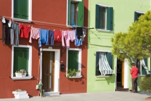 Laundry Prints: Corte Novello on Burano Island, Venice, Veneto, Italy, Europe