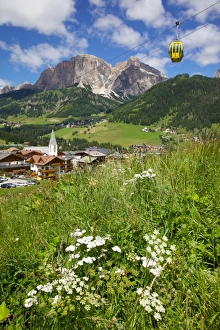 Bolzano Province Prints: Corvara and cable car, Badia Valley
