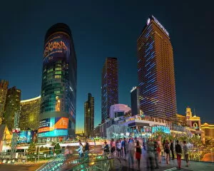 Skyline Gallery: The Cosmopolitan on right and CityCenter on left, The Strip, Las Vegas, Nevada
