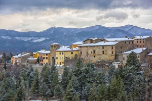 Parco Del Monte Cucco Prints: Costacciaro at sunset, Monte Cucco Park, Apennines, Umbria, Italy, Europe
