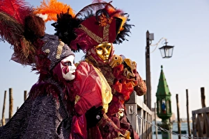 Costumes Prints: Costumes and masks during Venice Carnival, Venice, Veneto, Italy, Europe