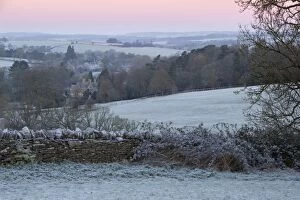 Gloucestershire Collection: Cotswold landscape on frosty morning, Stow-on-the-Wold, Gloucestershire, Cotswolds, England
