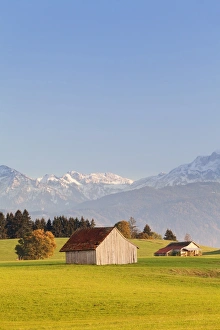 Barn Prints: Cottage in Prealps landscape, Fussen