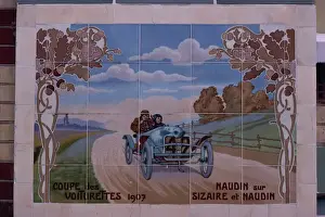 Tile Work Prints: Coupe des Voiturettes 1907, Naudin sur Sizaire et Naudin, Michelin Building