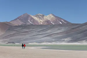 Lagoons Prints: Coupe walking in Salar de Aguas Calientes, Los Flamencos National Reserve