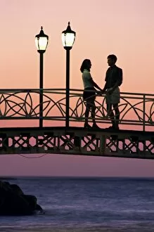Love Gallery: Couple on bridge, Aruba, West Indies, Dutch Caribbean, Central America
