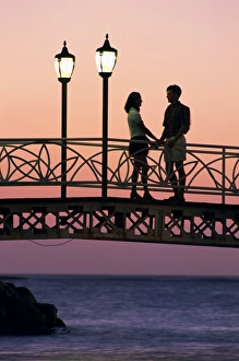 Love Gallery: Couple on bridge, Aruba, West Indies, Dutch Caribbean, Central America