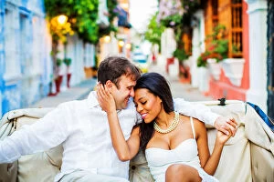 Love Gallery: Couple sitting in a horse and carriage, Old Walled-in City, Cartagena, Colombia