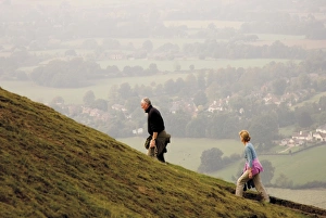 Scaling Prints: Couple walking, British Camp, Hereford Beacon, Malvern Hills, Herefordshire